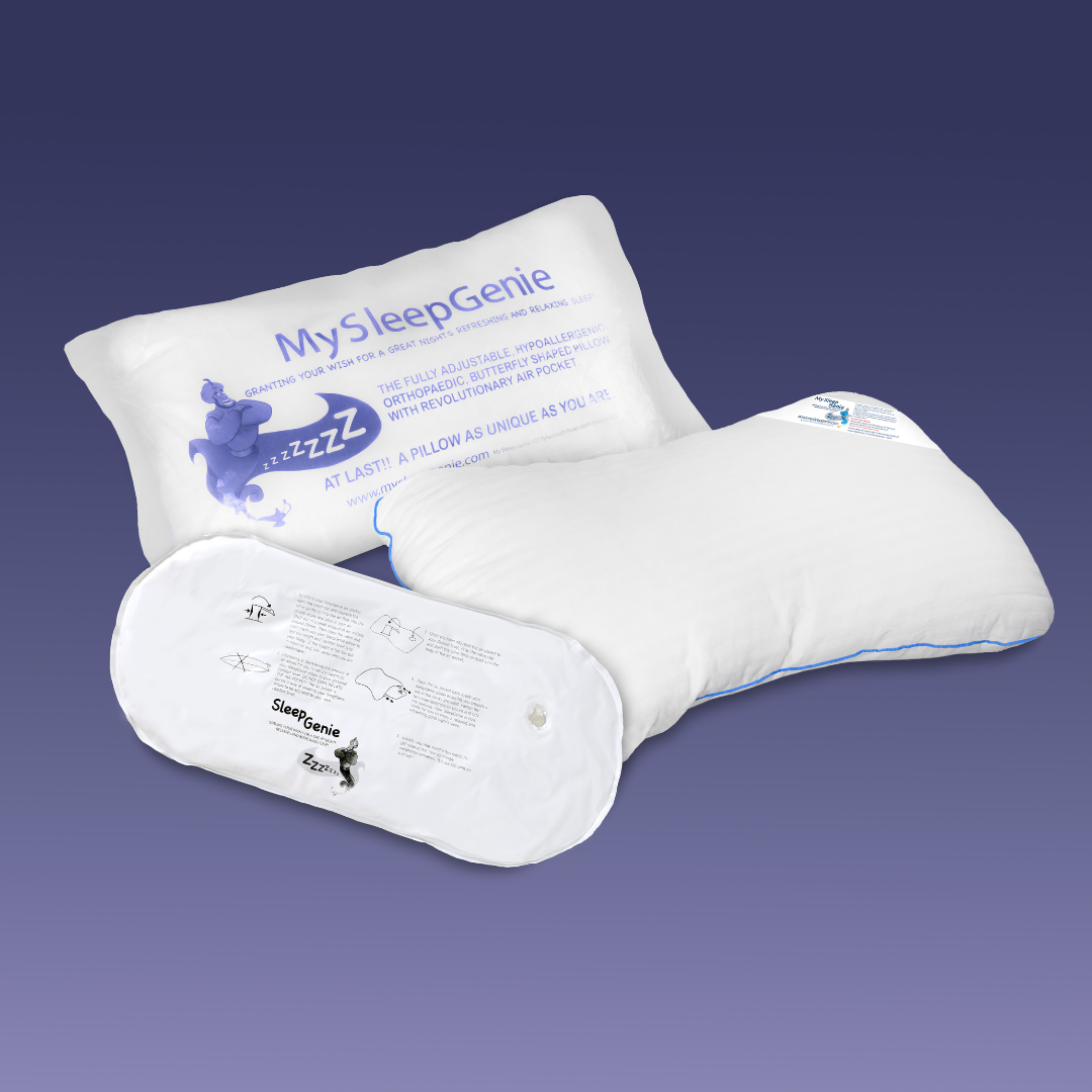 "SLEEPGENIE" Orthopaedic  Pillow with purple background