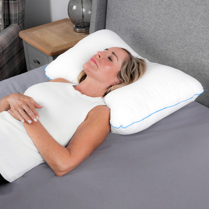 Woman laying on "SLEEPGENIE" Orthopaedic  Pillow